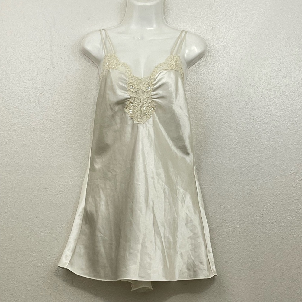 Vintage Victoria’s Secret Chemise with Pearl and Sequin Accents Gold Label